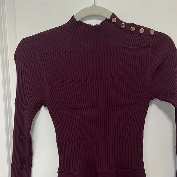 TED BAKER Women Knit A-line Dress Mock Collar Long Sleeve Fit Mini Dress size 1 - Picture 5 of 9